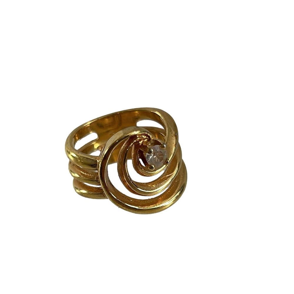 Womens Size 7 Ring 18K HGE Modernist Triple Swirl Faux Diamond